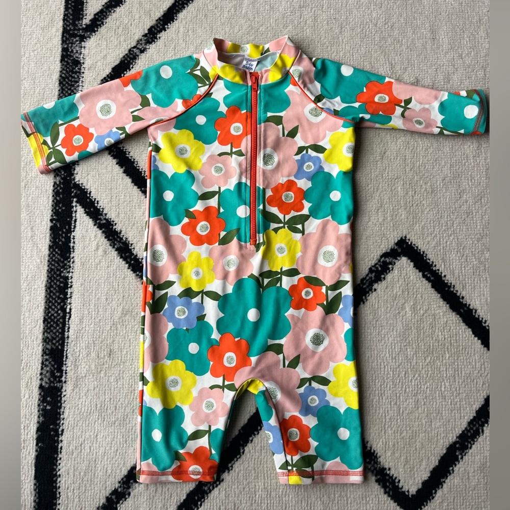 Mini Boden Full Coverage One Piece Floral Swim Suit Size 2/3